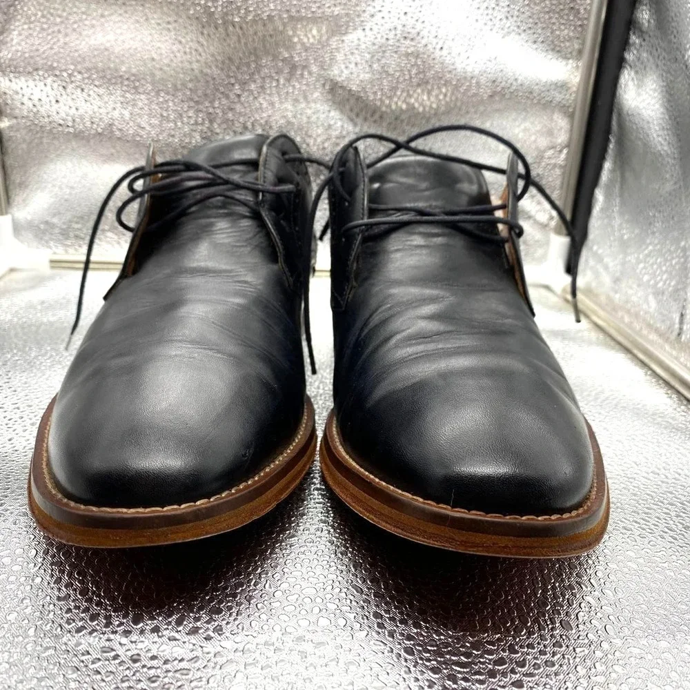 Johnston & Murphy‎ Tyson Plain Toe Shoes Mens 10.5 Black Leather Dress Lace Up